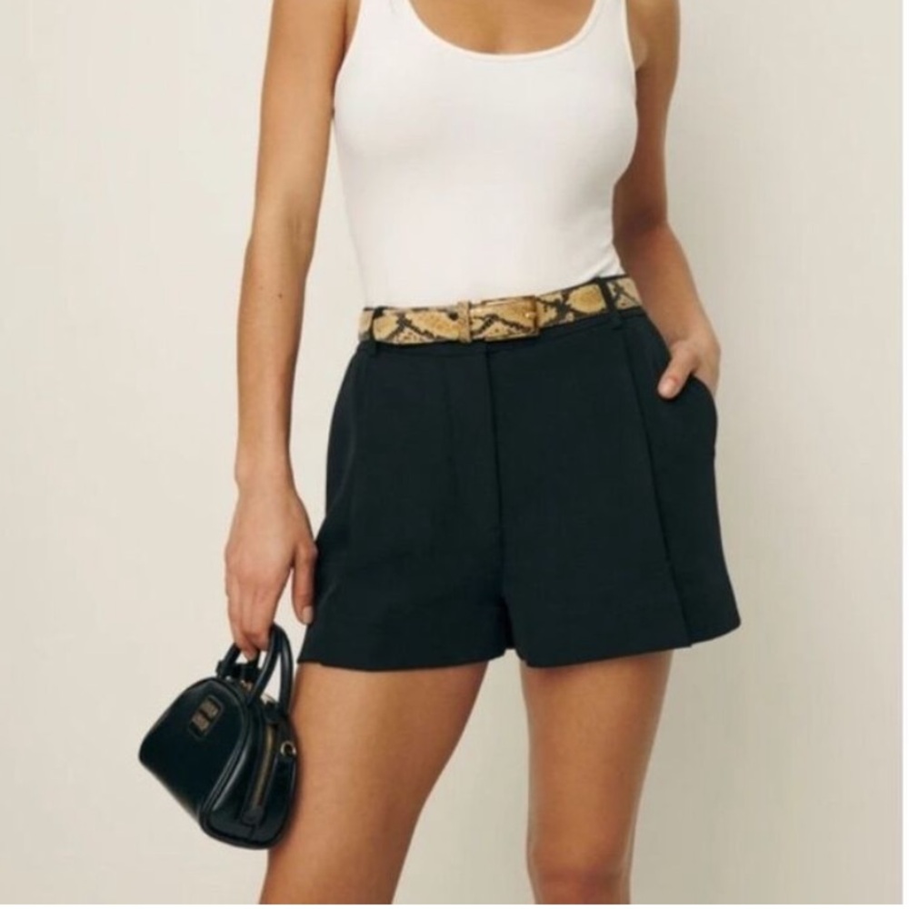 Reformation Mel Shorts High Rise Pleated Shorts Black Size 6